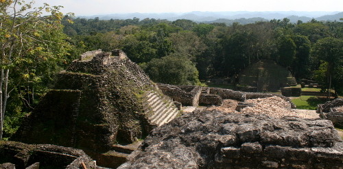 View from Ca'ana temple at Caracol Maya site